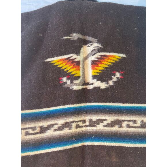 Vintage Native American Chimayo Wool Shawl Poncho Vest Southwestern Thunderbird - Picture 6 of 11